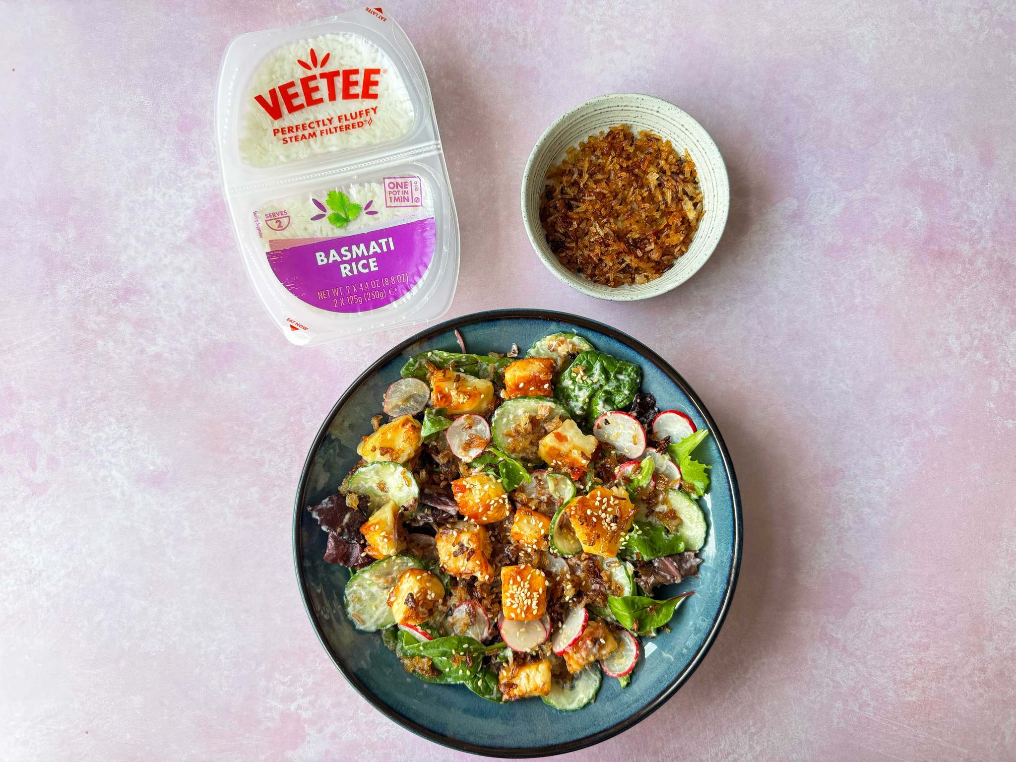 Sweet Chilli Halloumi Crispy Rice Salad | Veetee Recipes | Veetee